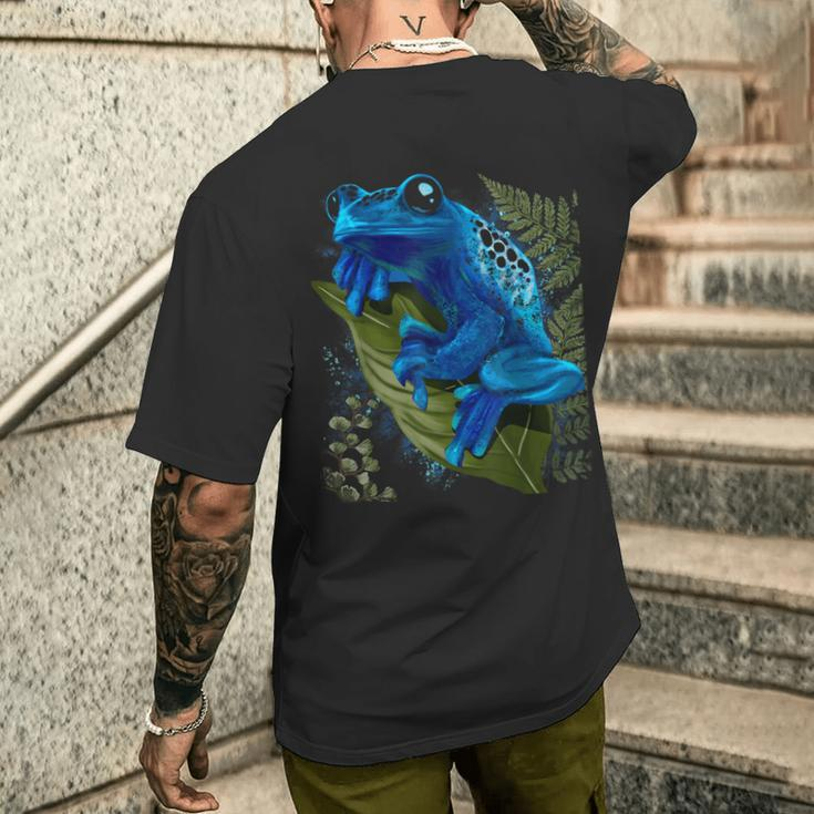 Blue Poison Dart Frog Colored Exotic Animal Amphibian Pet Men's T-shirt Back Print Gifts for Him