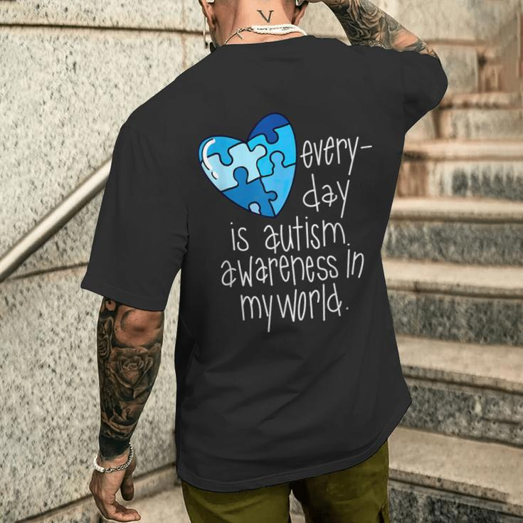 Blue Puzzle Heart Men's T-shirt Back Print Gifts for Him
