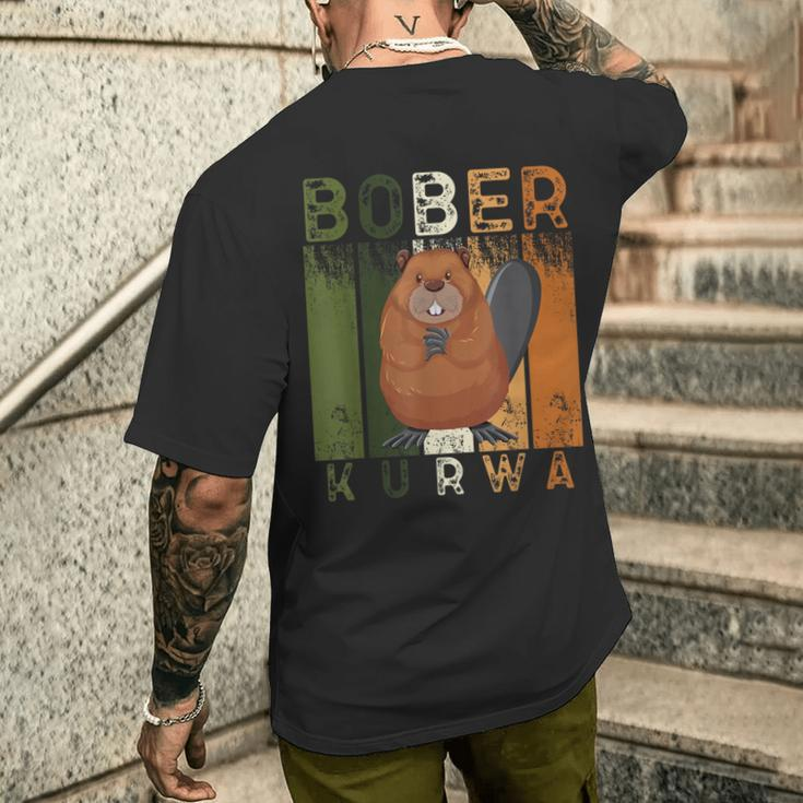 Bobr Kurwa Biber Bober Bobr Polish Beaver Meme T-Shirt mit Rückendruck Geschenke für Ihn