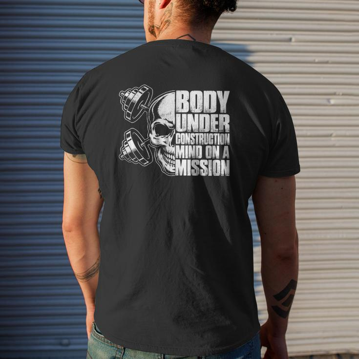 Body Under Construction Mind On A Mission Fitness Lovers Mens Back Print T-shirt Gifts for Him