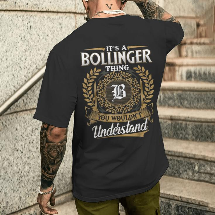 Bollinger Family Last Name Bollinger Surname Personalized Men's T-shirt Back Print Gifts for Him