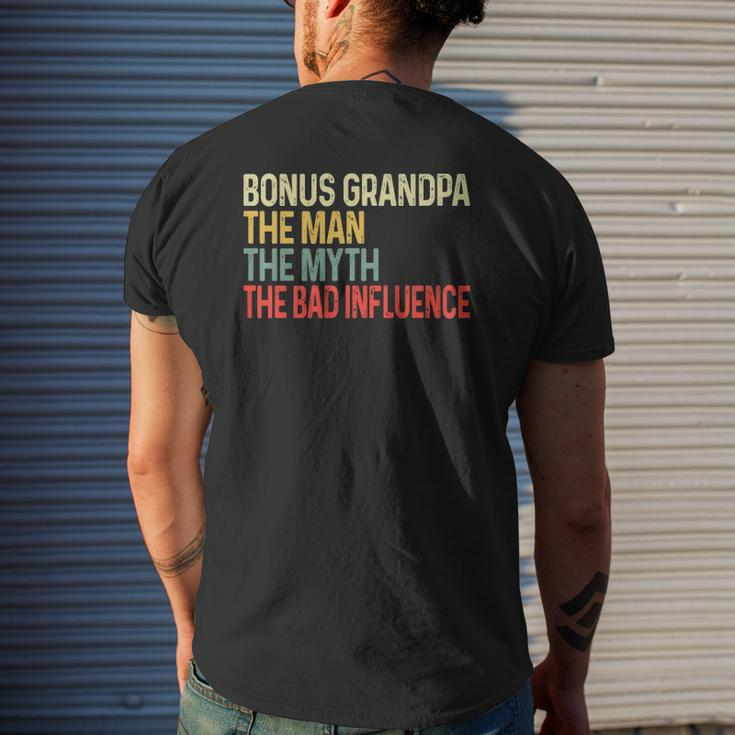 Bonus Grandpa The Myth Bad Influence Fathers Day Mens Back Print T-shirt Gifts for Him