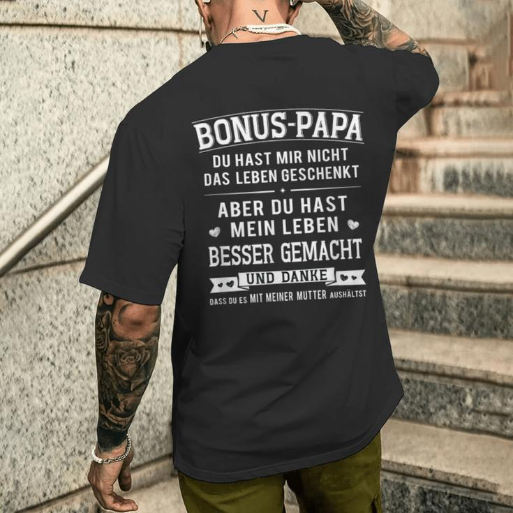 Bonus Papa Men’S Stepfather Leben Besser Gemacht German Text T-Shirt mit Rückendruck Geschenke für Ihn