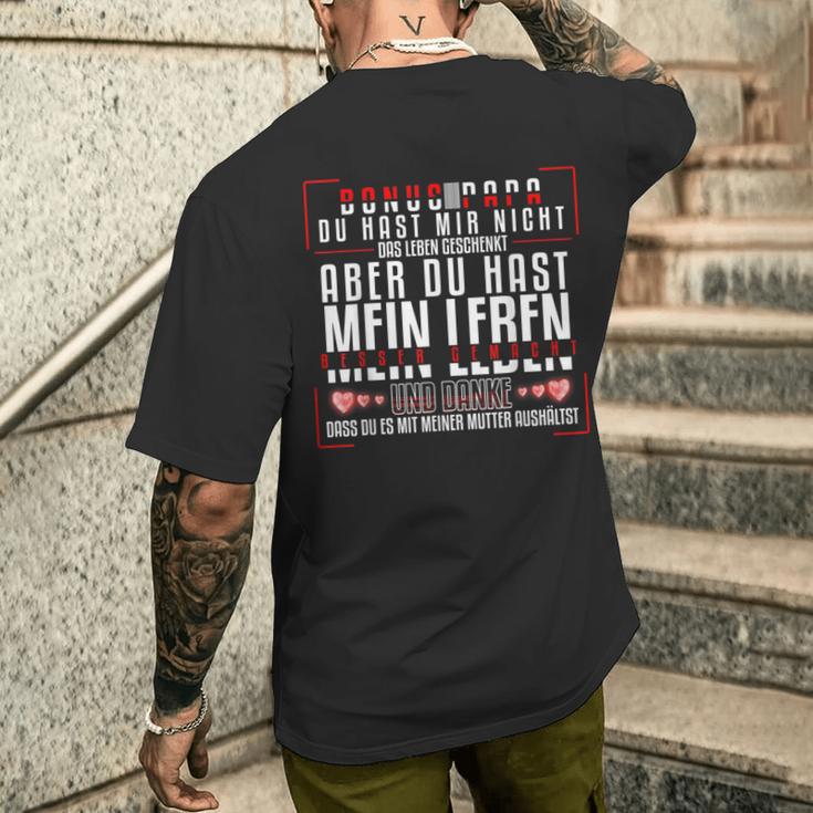 Bonus Papa Stepfater Leben Besser Gemacht T-Shirt mit Rückendruck Geschenke für Ihn