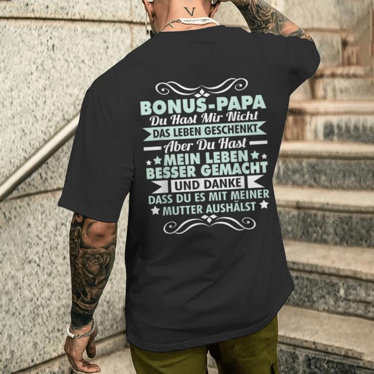 Bonus Papa Stepfather Leben Besser Gemacht Father's Day T-Shirt mit Rückendruck Geschenke für Ihn