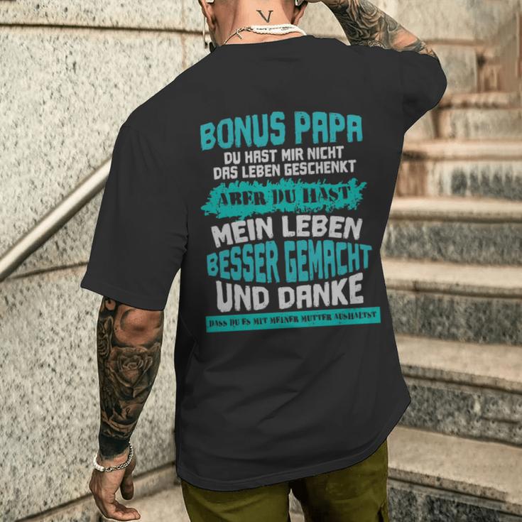 Bonus Papa Stiefvater Sprüche Geschenk For Dads And Dad T-Shirt mit Rückendruck Geschenke für Ihn