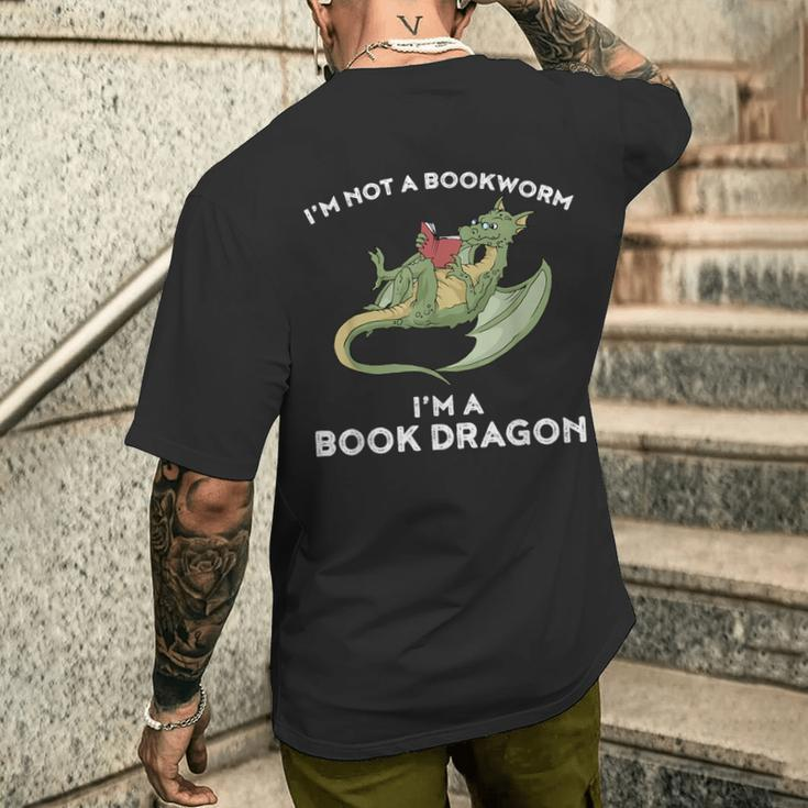 Book Dragon Kein Buchwurm Sondern Ein Dragon T-Shirt mit Rückendruck Geschenke für Ihn