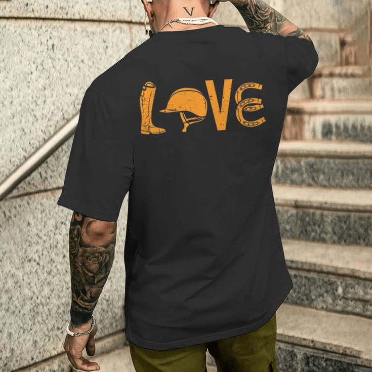 Boots Helmet Horseshoe Love Riding Horse Lover Equestrian Men's T-shirt Back Print Gifts for Him
