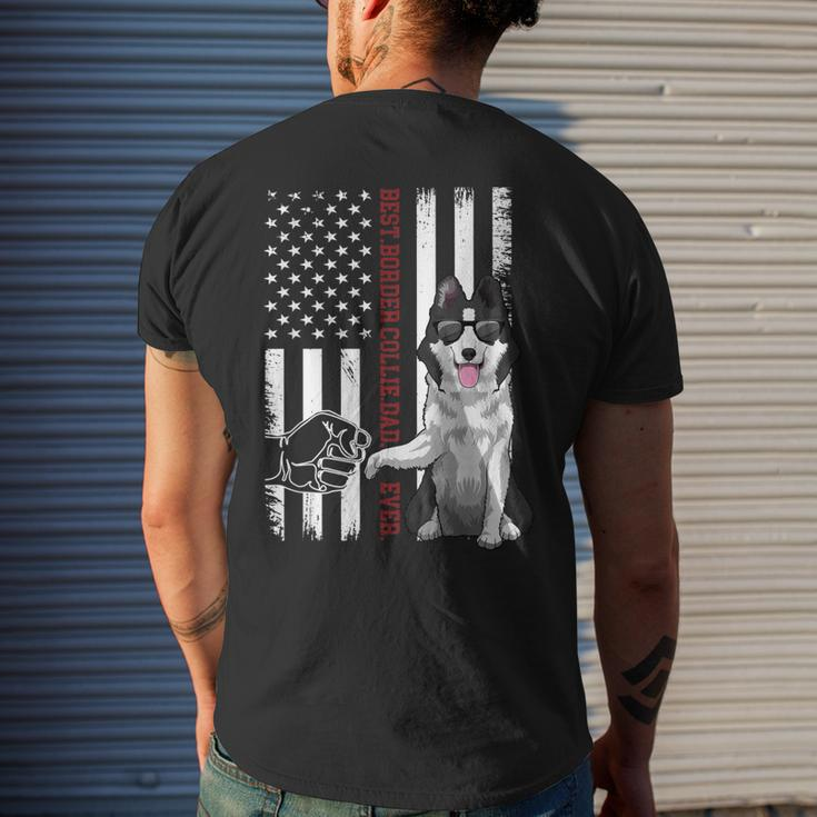 Border Collie Dad Dog American Flag Border Collie Outfit Men Mens Back Print T-shirt Gifts for Him