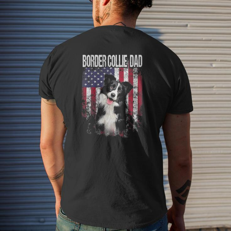 Border Collie Dad With Proud American Flag Dog Lover Mens Back Print T-shirt Gifts for Him