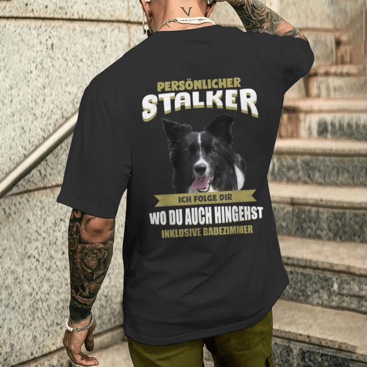 Border Collie With Border Collie Dog Motif T-Shirt mit Rückendruck Geschenke für Ihn