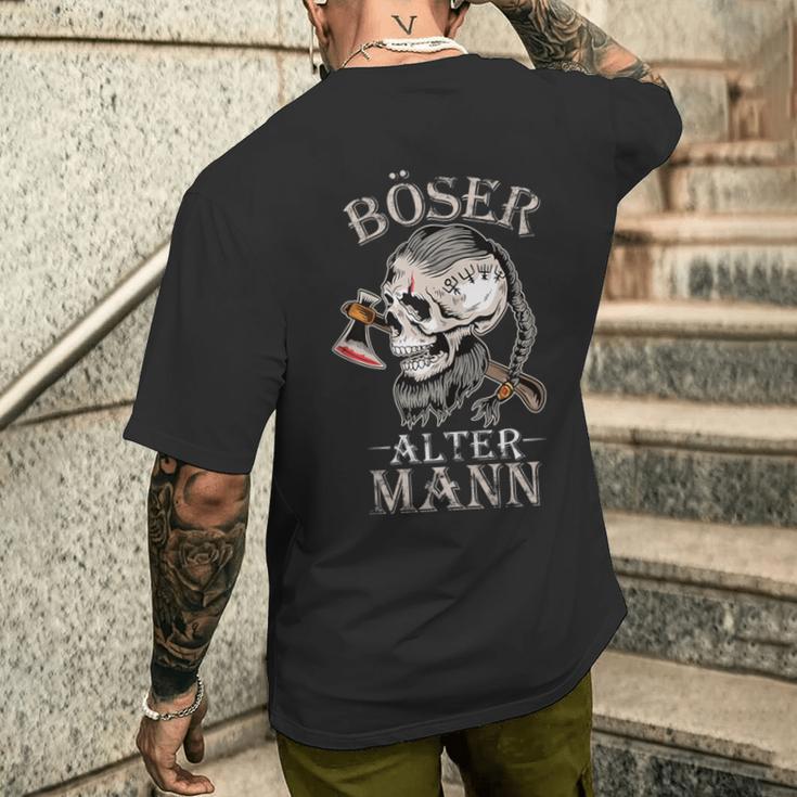 Böser Alter Mann Opa Papa Totenkopf Skullintage Wikinger T-Shirt mit Rückendruck Geschenke für Ihn