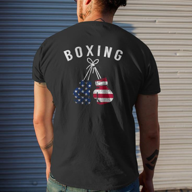 Boxing For Him Dad Men Box Gloves American Flag Usa Mens Back Print T-shirt Gifts for Him