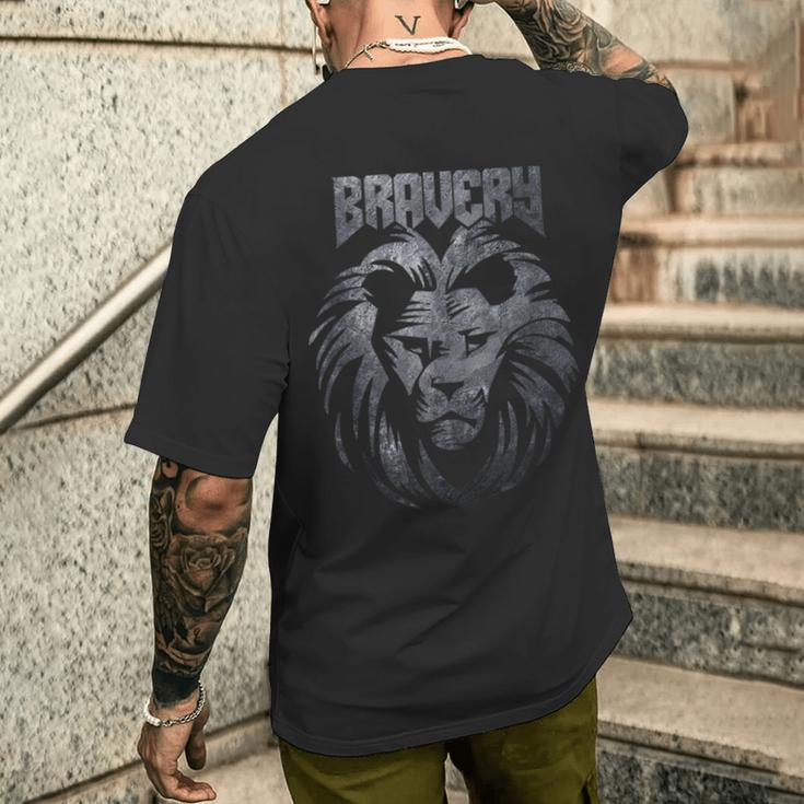 Bravery Courage Lion Mane Animal Big Cat Grey Men's T-shirt Back Print Funny Gifts