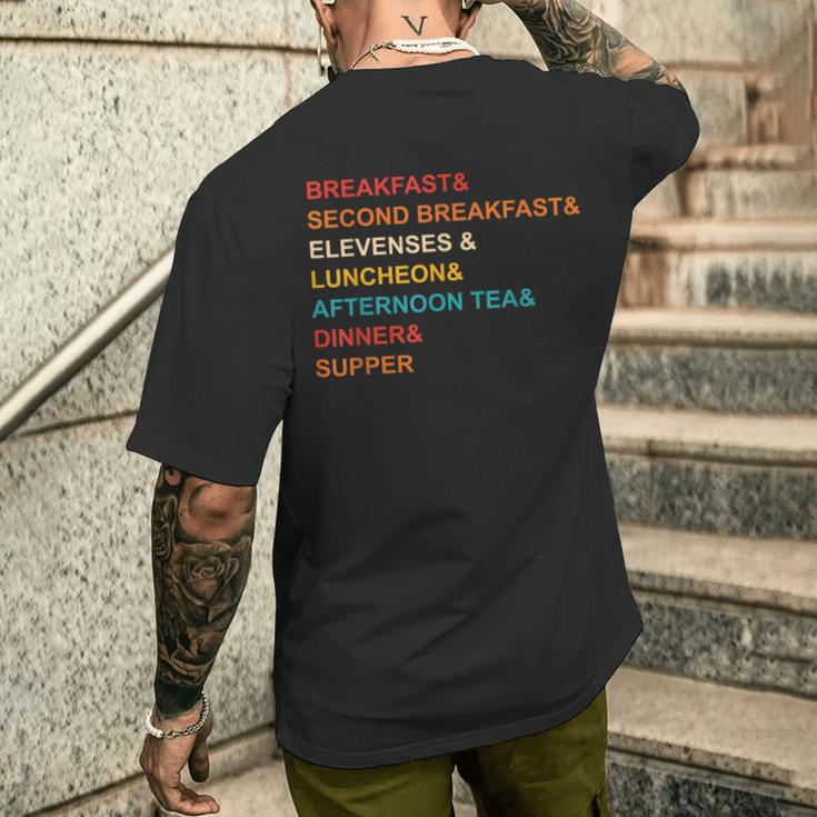Breakfast& Second Breakfast& Elevenses & Luncheon Quote Men's T-shirt Back Print Gifts for Him