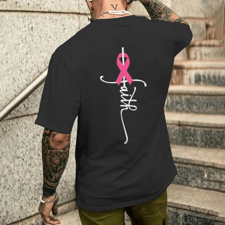 Breast Cancer Faith Breast Cancer Awareness Breast Cancer Men's T-shirt Back Print Gifts for Him