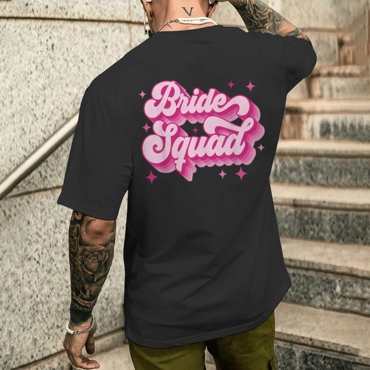 Bride Squad Retro Wedding Bridal Party Bachelorette Men's T-shirt Back Print Gifts for Him