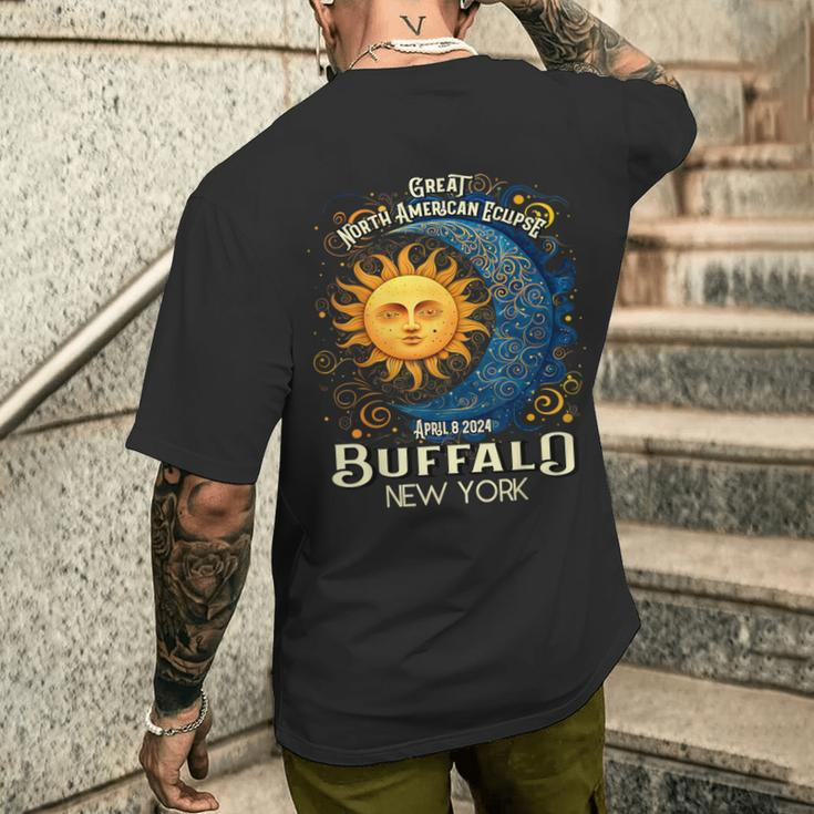 Buffalo New York 2024 Total Solar Eclipse April 8 Souvenir Men's T-shirt Back Print Gifts for Him