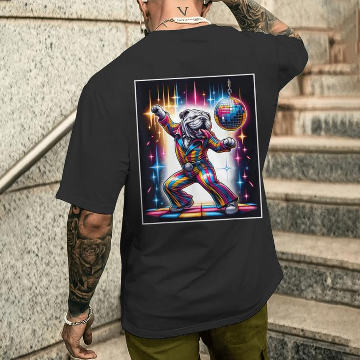 Bulldog Dancing Disco Men's T-shirt Back Print Gifts for Him