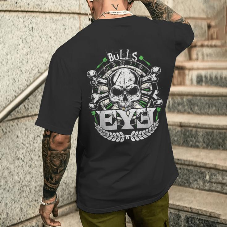 Bulls Eye & Skull Retro Dartboard 180 Dart T-Shirt mit Rückendruck Geschenke für Ihn