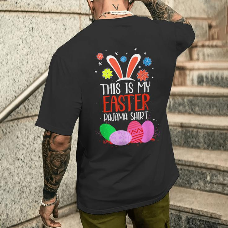 Bunny Ears Easter Eggs Das Ist Mein Ostern Pyjama T-Shirt mit Rückendruck Geschenke für Ihn
