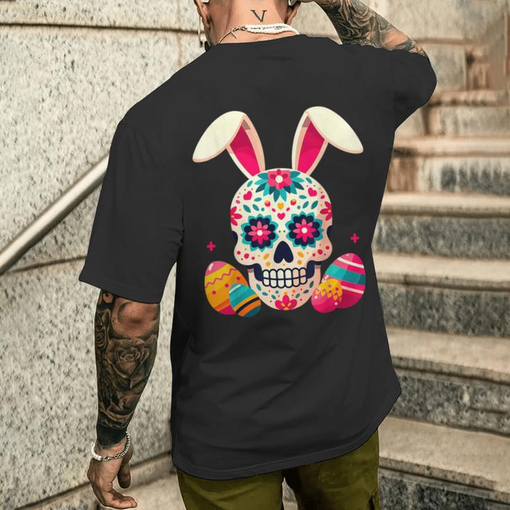 Bunny Sugar Skull Rabbit La Catrina Easter Day Of Dead Men's T-shirt Back Print Gifts for Him