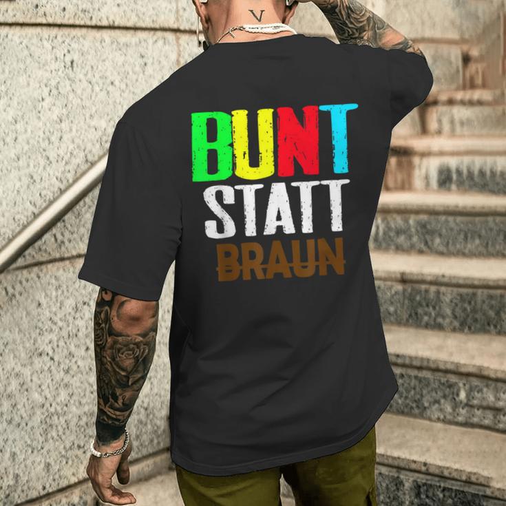 Bunt Statt Braun Kurzärmliges Herren-T-Kurzärmliges Herren-T-Shirt, Farbblock-Schrift Design, Schwarzes Tee Geschenke für Ihn