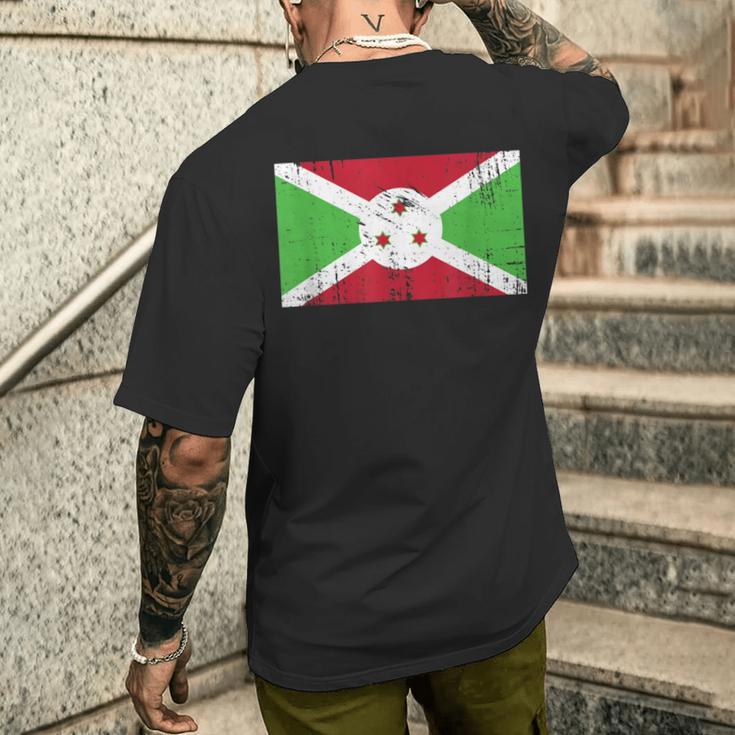 Burundi Flagge-Fahne Geschenk Fußball-Fan Sport T-Shirt mit Rückendruck Geschenke für Ihn