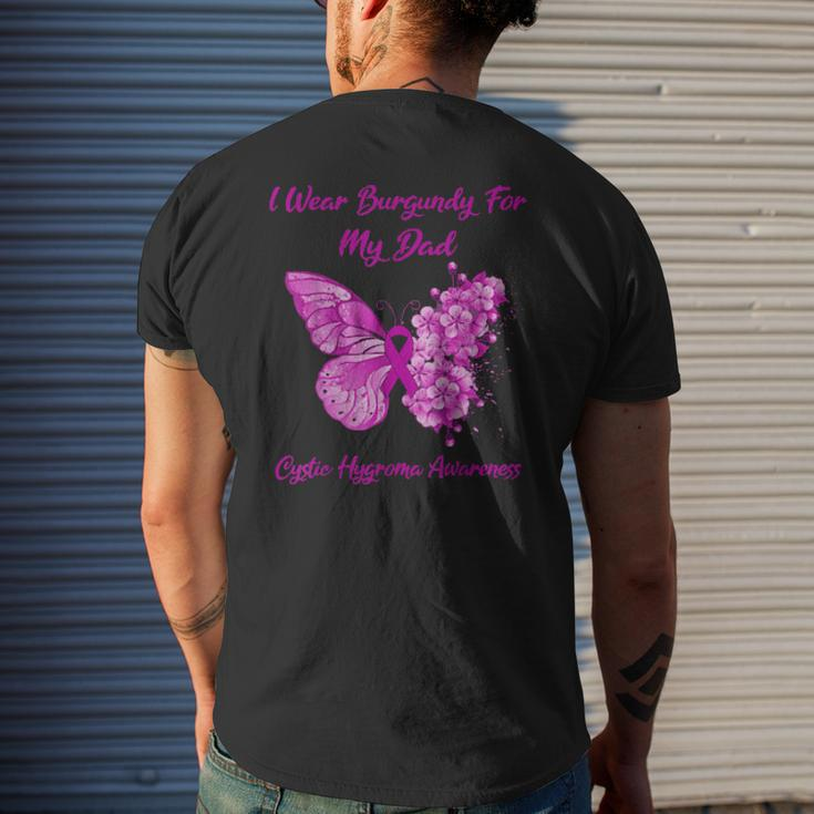 Butterfly I Wear Burgundy For My Dad Cystic Hygroma Warrior Mens Back Print T-shirt Gifts for Him