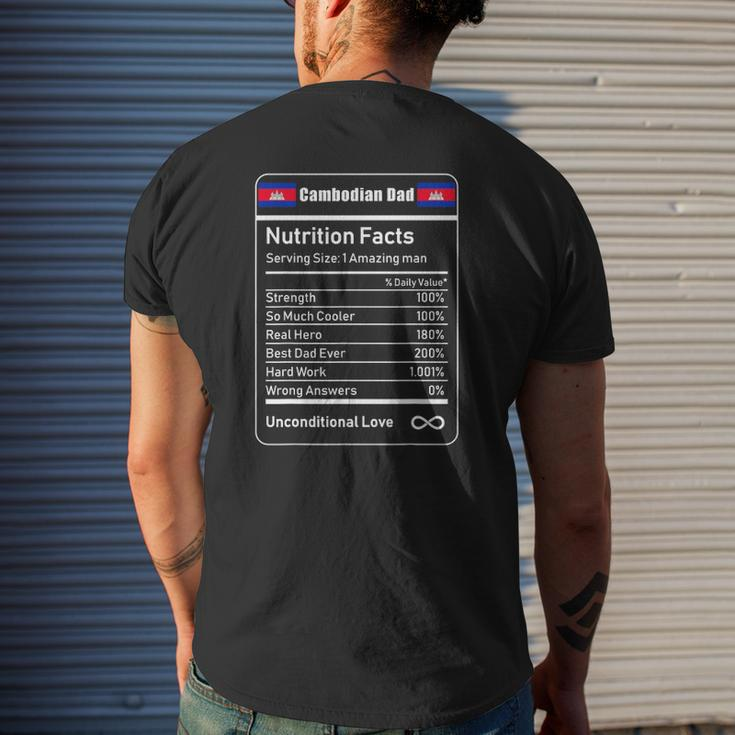 Cambodian Dad Nutrition Facts Father's Mens Back Print T-shirt Gifts for Him
