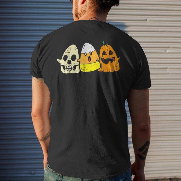 Candy Corn Skeleton Skull Pumpkin Fun Halloween Costume Kids Mens Back Print T-shirt Gifts for Him