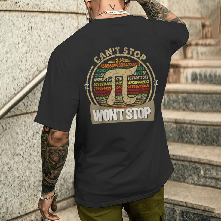 Can't Stop Pi Won't Stop Math Pi Day Maths Teacher Men's T-shirt Back Print Gifts for Him