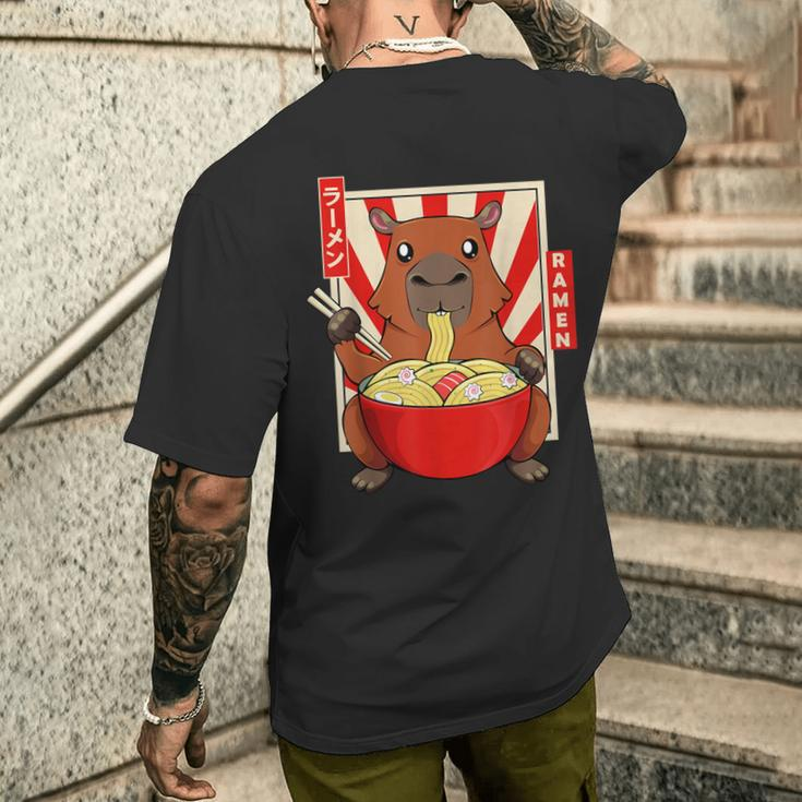 Capybara Rodent Mammals Water Pig Kawaii Ramen T-Shirt mit Rückendruck Geschenke für Ihn