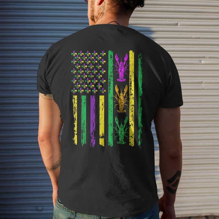 Carnival Mardi Gras Usa American Flag Crawfish Parade Outfit Men's T-shirt Back Print Gifts for Him