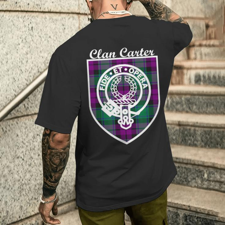 Carter Surname Last Name Scottish Clan Tartan Badge Crest Men's T-shirt Back Print Gifts for Him