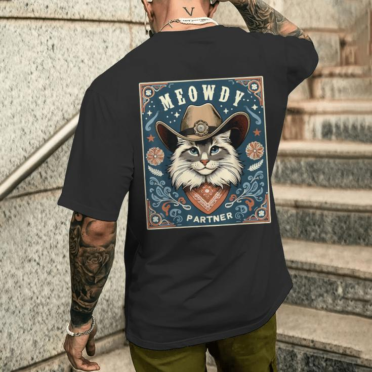Cat Cowboy Mashup Meowdy Partner Poster Western Men's T-shirt Back Print Gifts for Him