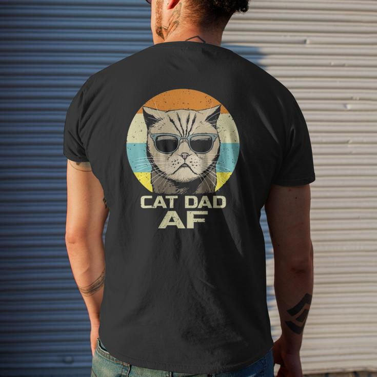 Cat Dad Af Vintage Retro Fathers Day Mens Back Print T-shirt Gifts for Him