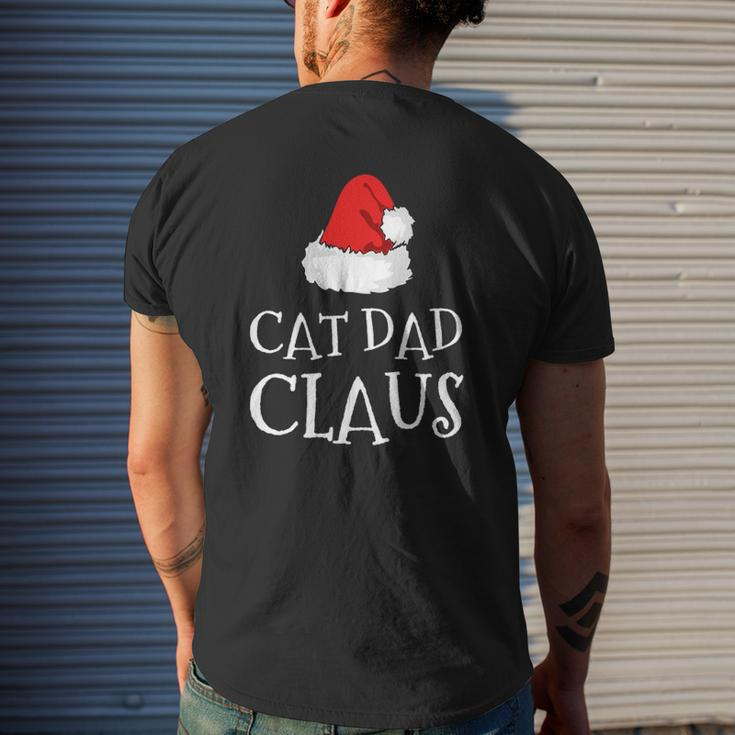 Cat Dad Claus Christmas Hat Family Group Matching Pajama Mens Back Print T-shirt Gifts for Him