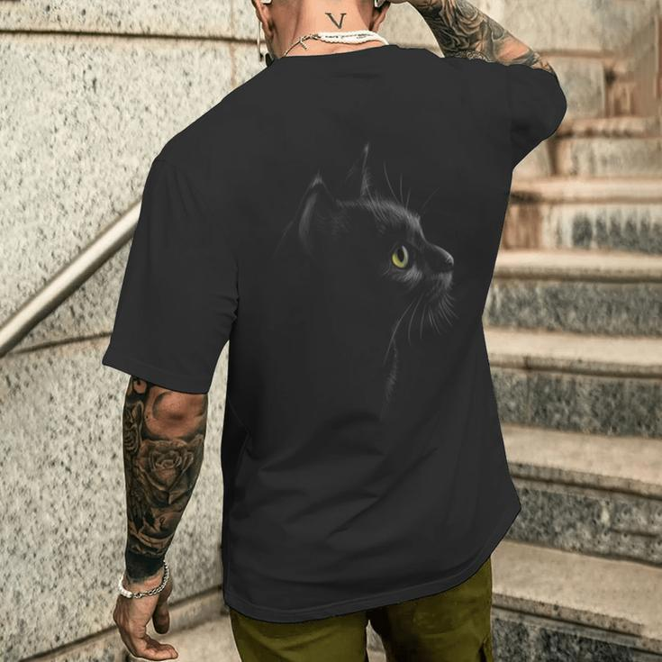Cat Portrait Cat Head T-Shirt mit Rückendruck Geschenke für Ihn