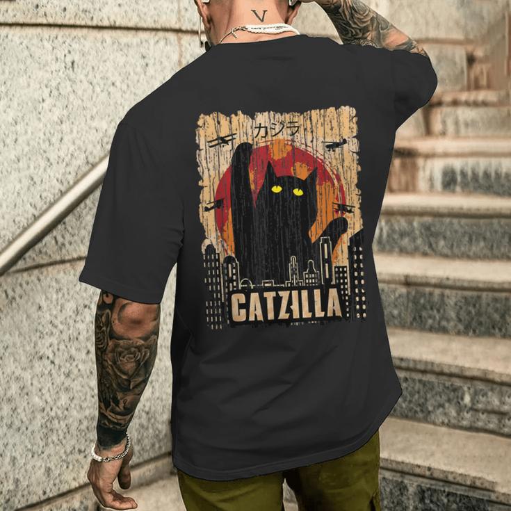 Catzilla Retro T-Shirt mit Rückendruck Geschenke für Ihn