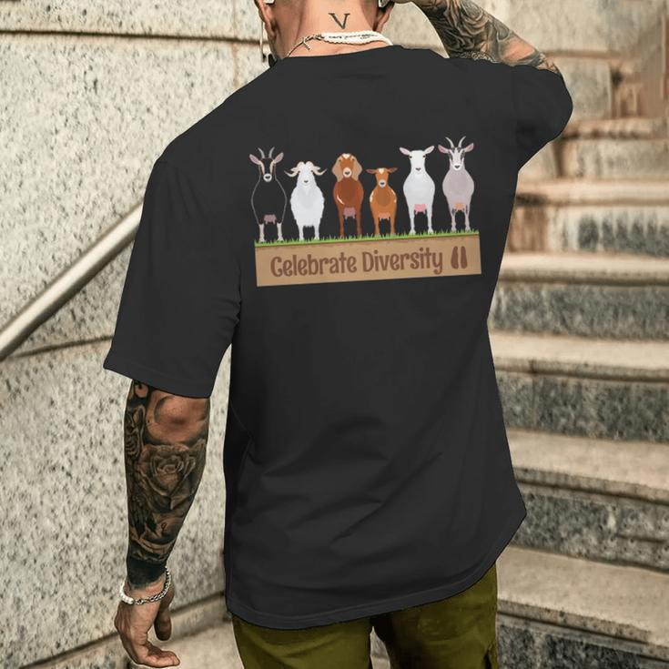 Celebrate Diversity Pet Goats For Goat Lovers Men's T-shirt Back Print Gifts for Him