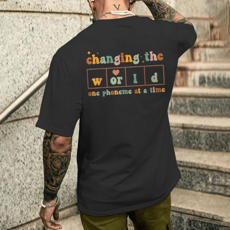 Changing The World One Phoneme At A Time Dyslexia Teacher Men's T-shirt Back Print Gifts for Him
