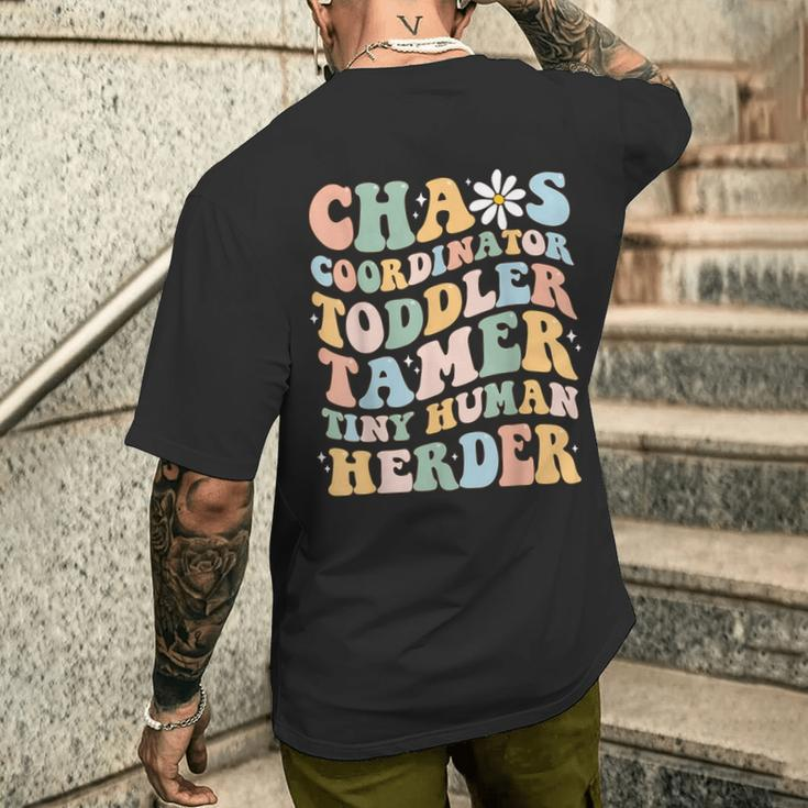 Chaos Coordinator Toddler Tamer Tiny Human Herder Daycare Men's T-shirt Back Print Gifts for Him