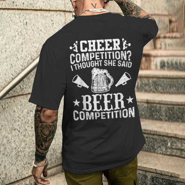 Cheer Dad Cheerleader Beer Competition Cheer Squad Papa Men's T-shirt Back Print Gifts for Him
