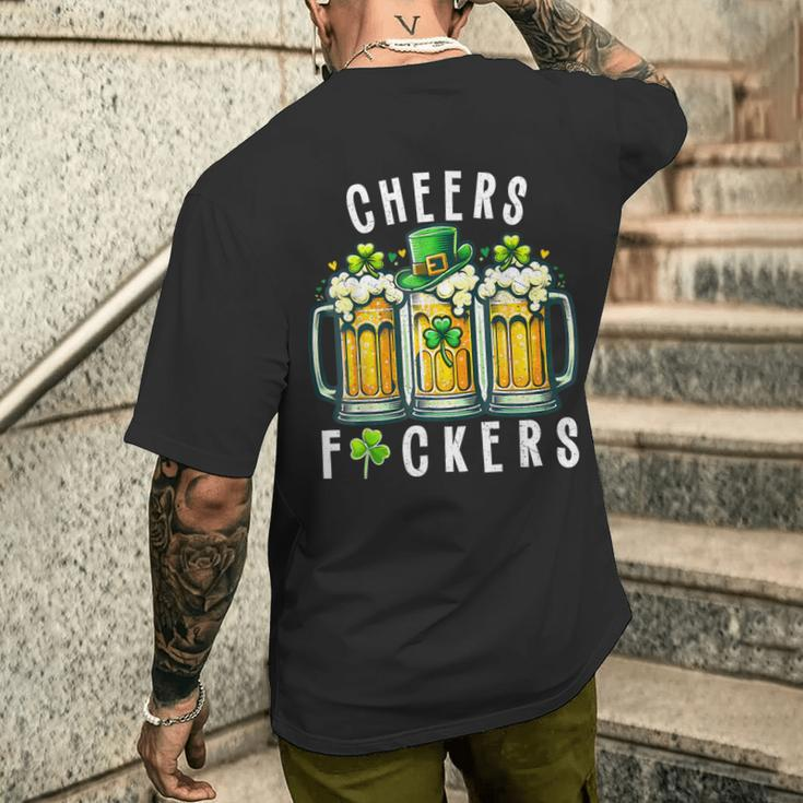 Cheers Fuckers St Patrick's Day Beer Drinking Men's T-shirt Back Print Gifts for Him