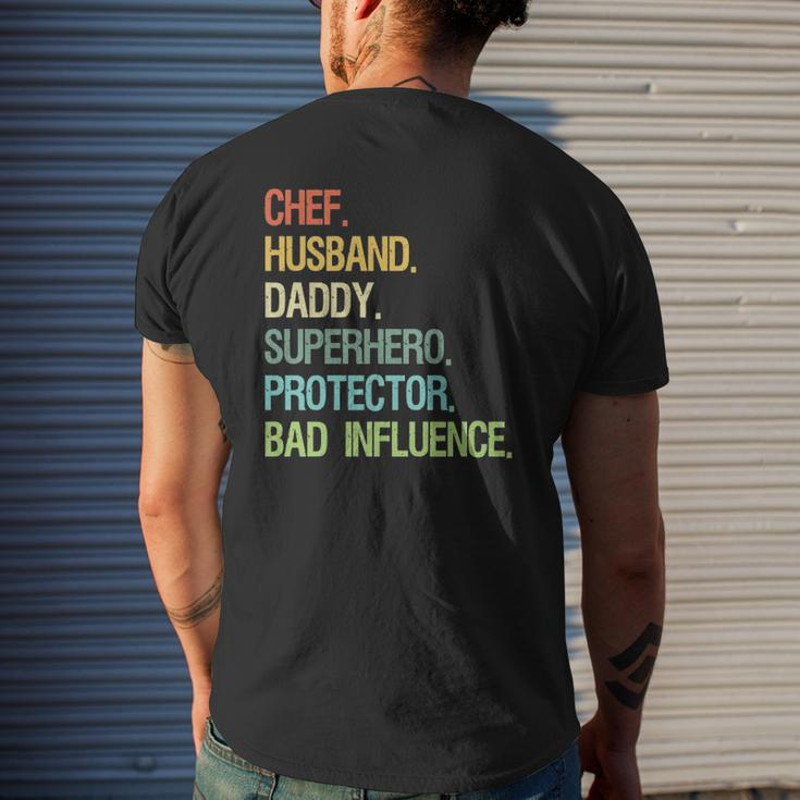 Chef Husband Daddy Superhero Protector Dad Mens Back Print T-shirt Gifts for Him