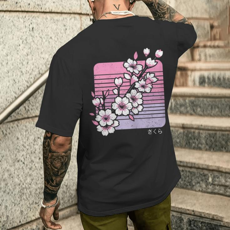Cherry Blossom Japanese Sakura Vaporwave Aesthetic Vintage Men's T-shirt Back Print Funny Gifts