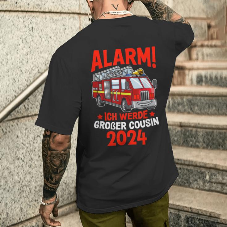 Children's Alarm Ich Werde Großer Cousin 2024 Fire Brigade T-Shirt mit Rückendruck Geschenke für Ihn