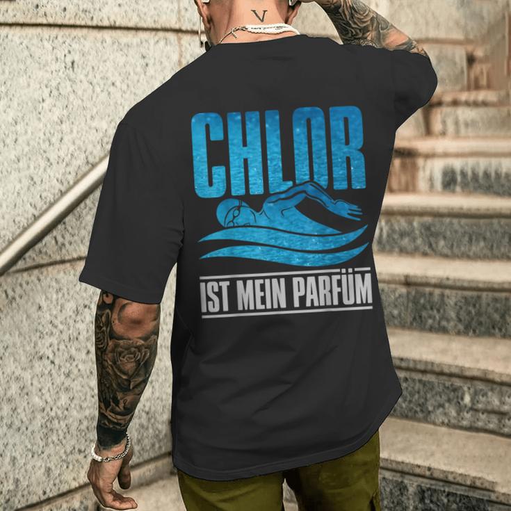 With Chlor Ist Mein Perfume Swimmen Swimmer T-Shirt mit Rückendruck Geschenke für Ihn