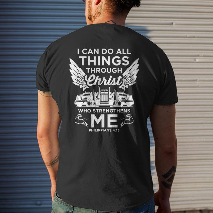 Christian Trucker Do All Things Truck Driver Mens Back Print T-shirt Gifts for Him